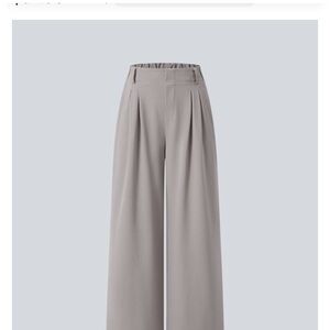 HALARA Wide-Leg High Waisted Pants in Light Gray